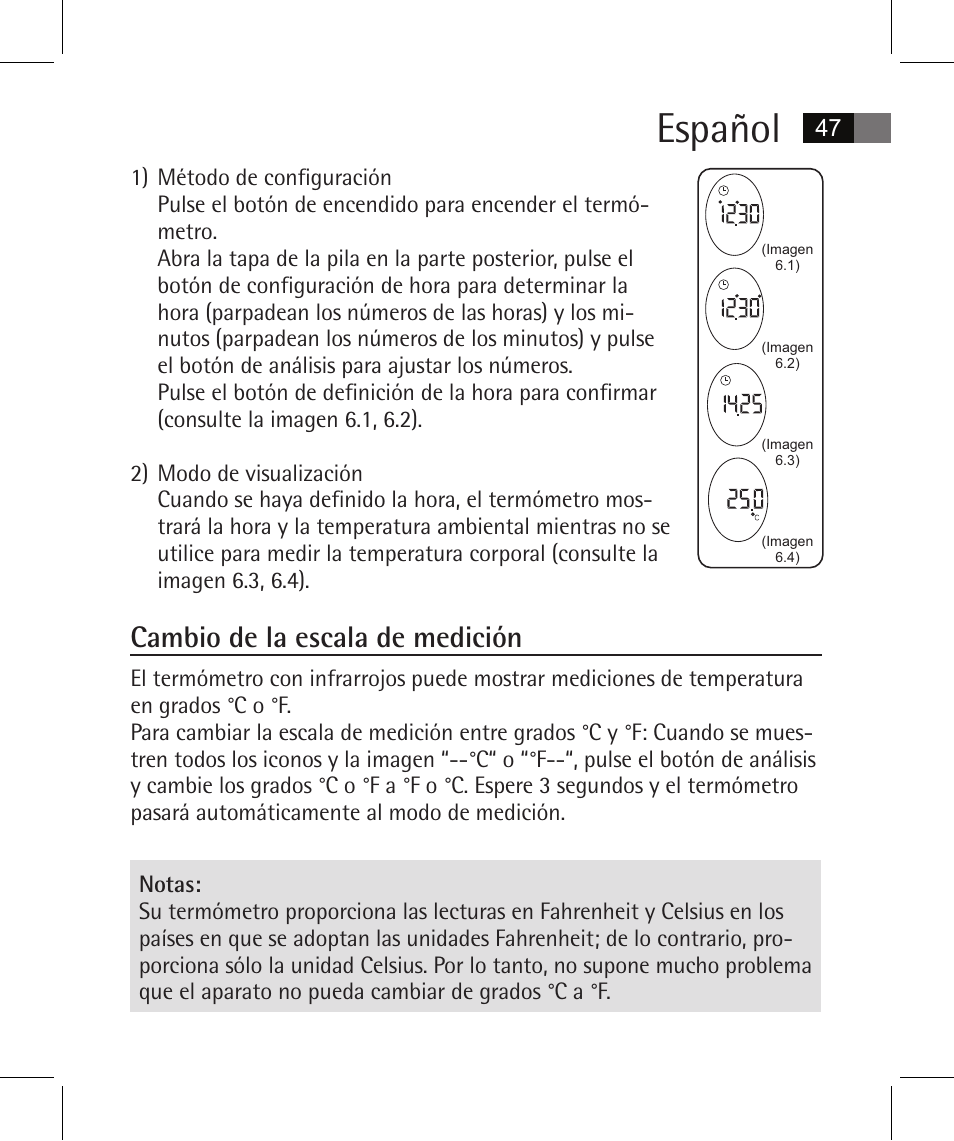 Español, Cambio de la escala de medición | AEG FT 4925 User Manual | Page 47 / 138