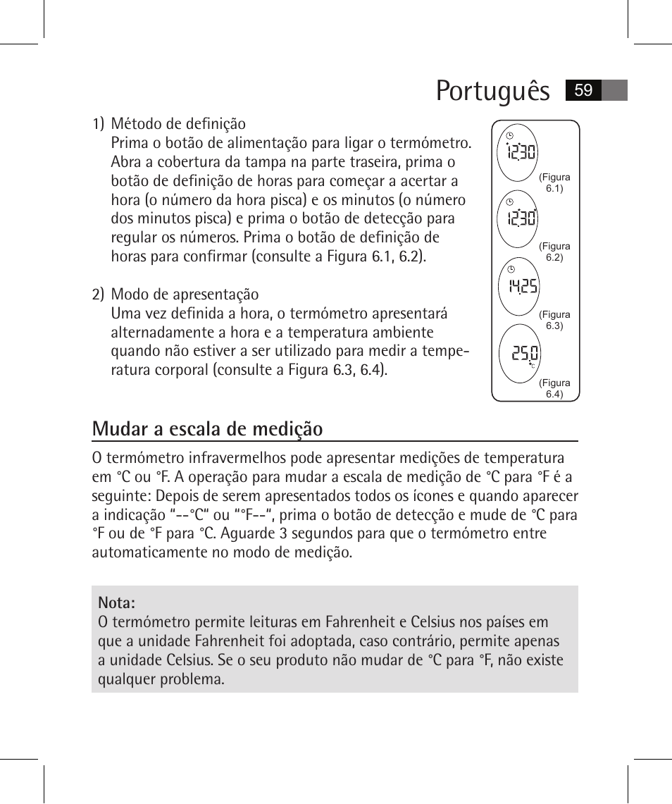 Português, Mudar a escala de medição | AEG FT 4925 User Manual | Page 59 / 138