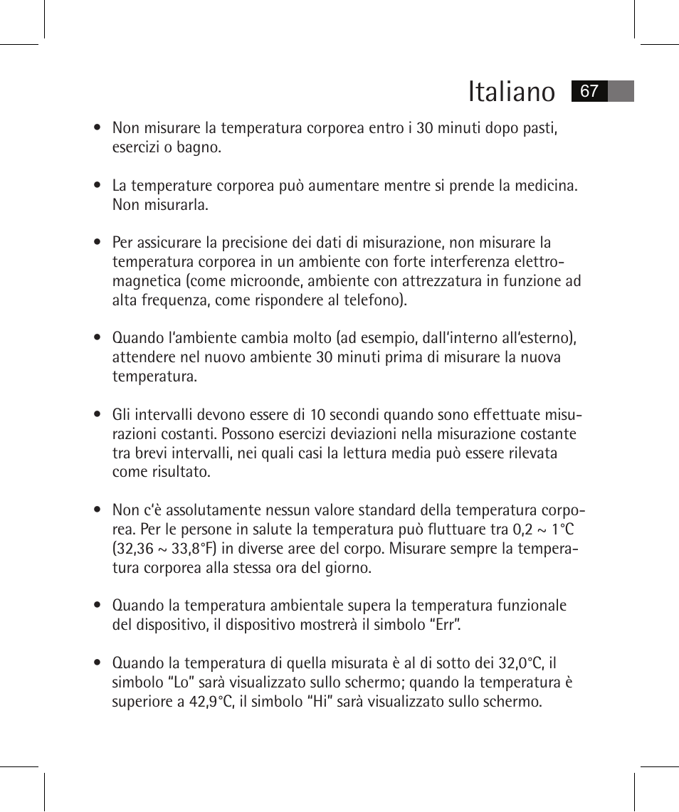 Italiano | AEG FT 4925 User Manual | Page 67 / 138
