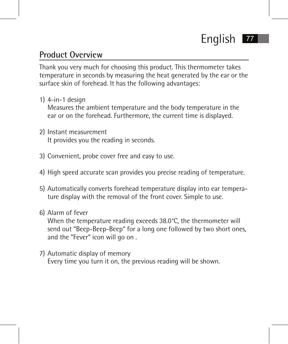 English, Product overview | AEG FT 4925 User Manual | Page 77 / 138