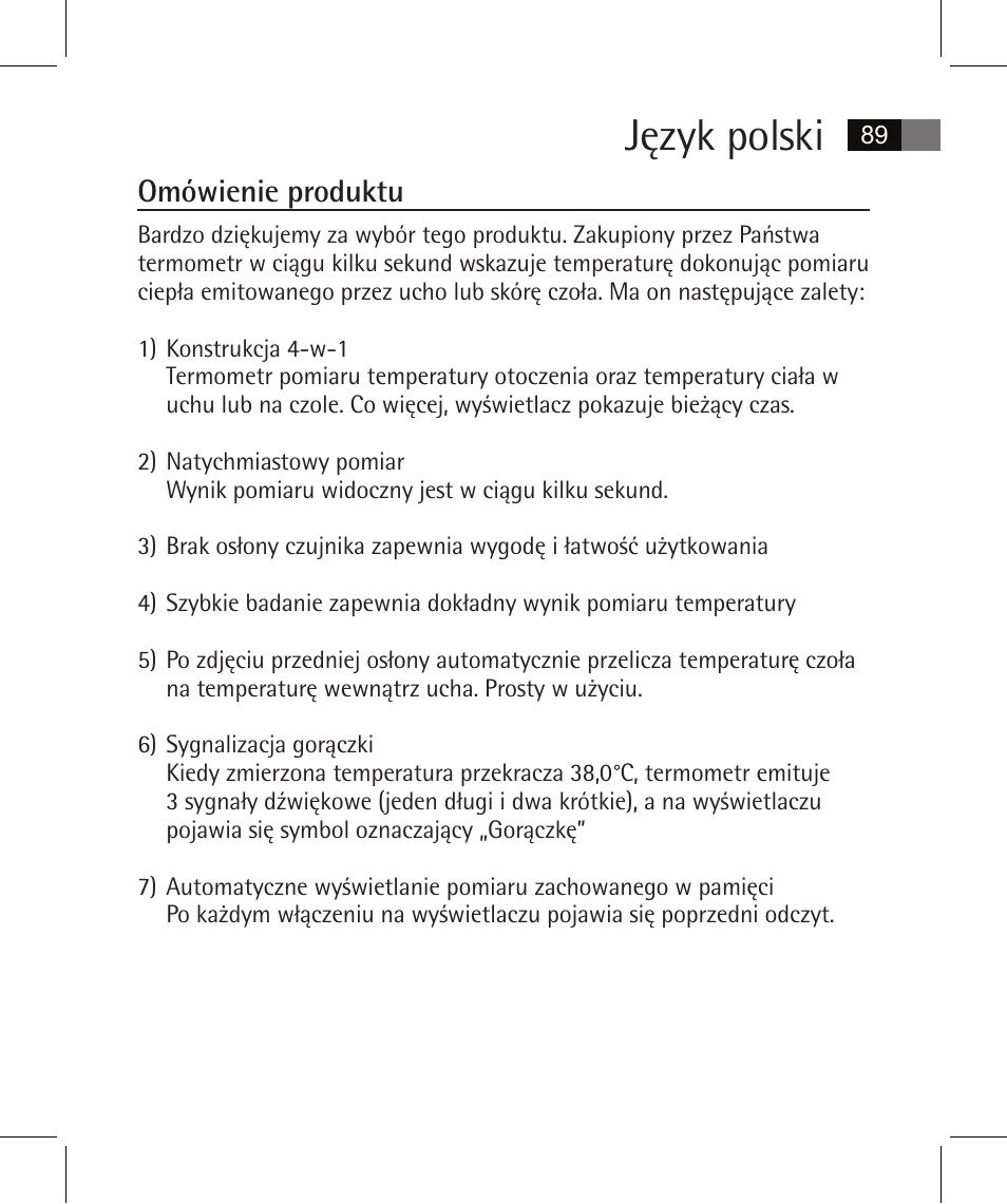 Język polski, Omówienie produktu | AEG FT 4925 User Manual | Page 89 / 138