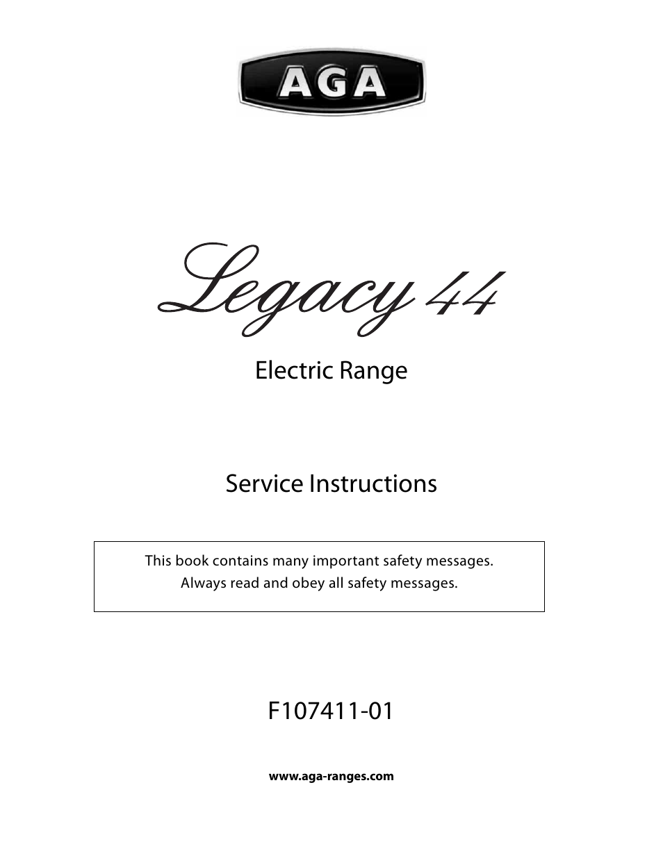 Aga Ranges LEGACY F107411-01 User Manual | 32 pages