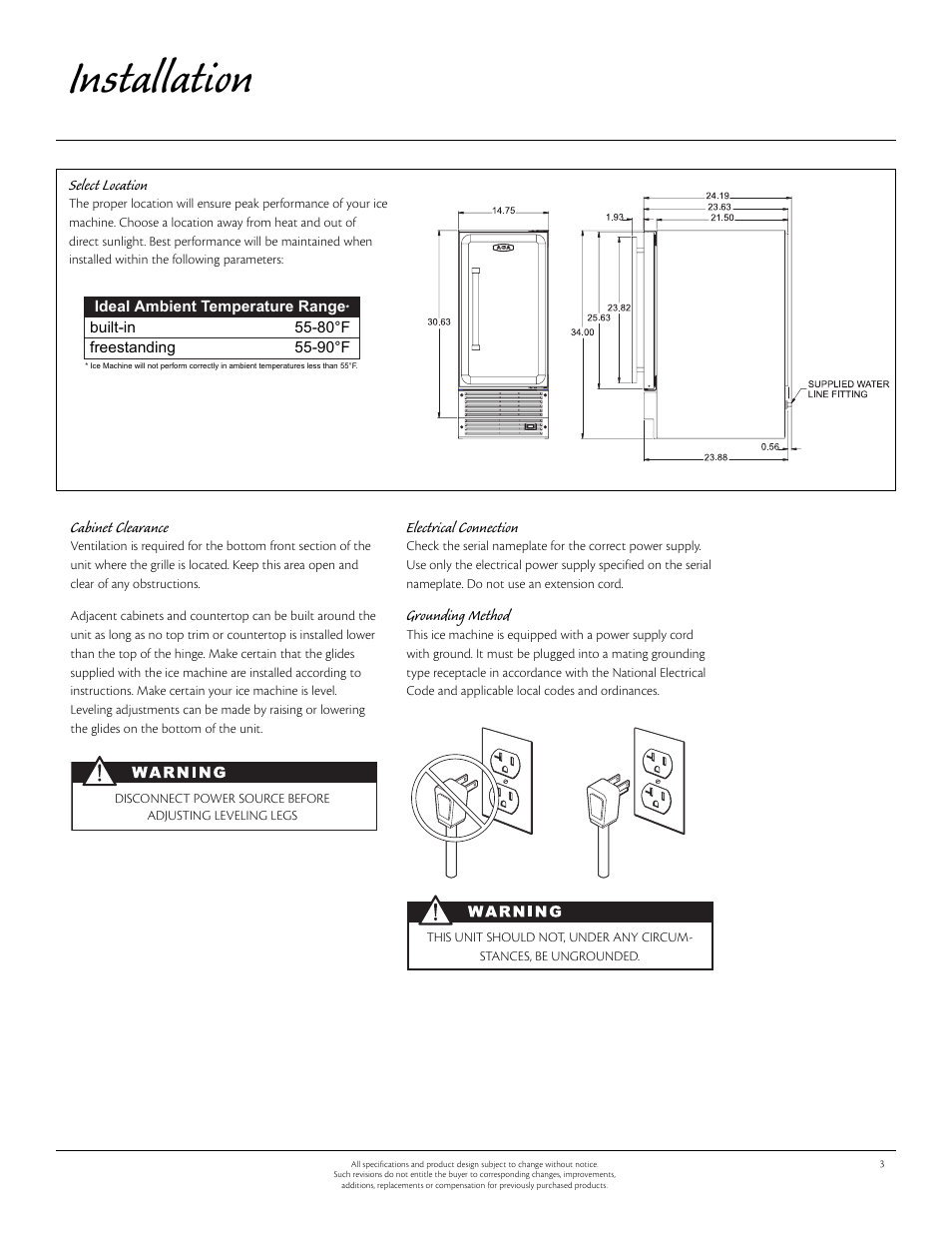 Installation | Aga Ranges Aga 30AIM 115V User Manual | Page 3 / 17