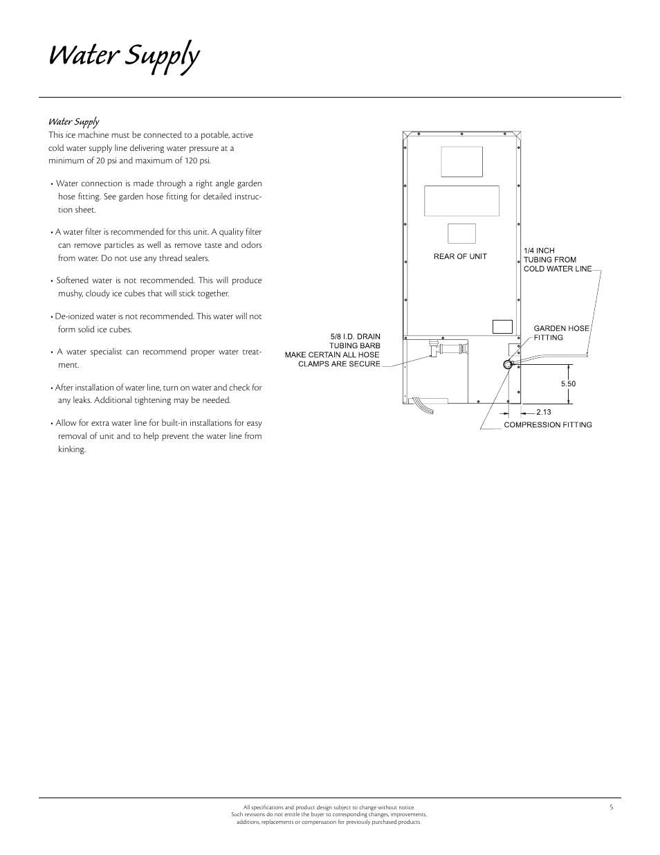 Water supply | Aga Ranges Aga 30AIM 115V User Manual | Page 5 / 17