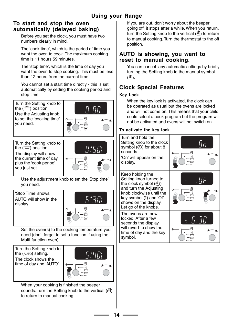 Clock special features | Aga Ranges U104601-01 User Manual | Page 14 / 52