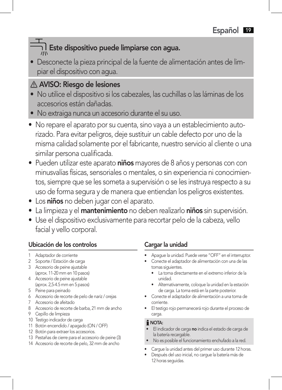 Español | AEG BHT 5640 User Manual | Page 19 / 54