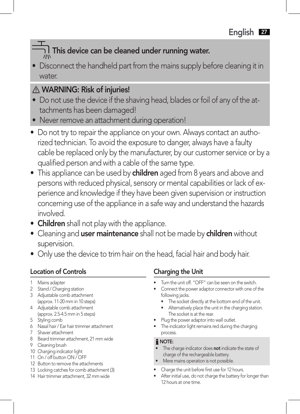 English | AEG BHT 5640 User Manual | Page 27 / 54