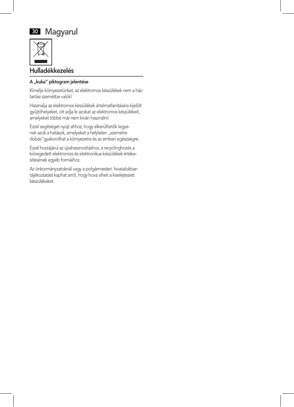 Magyarul | AEG HCS 5577 User Manual | Page 30 / 36
