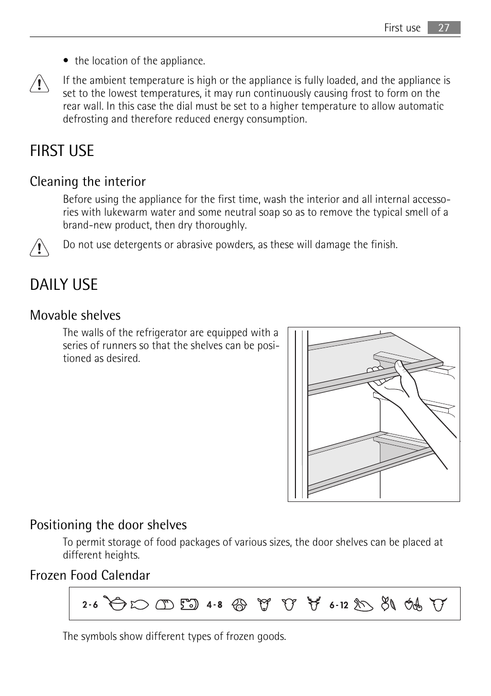 First use, Daily use | AEG SDS51200S0 User Manual | Page 27 / 84