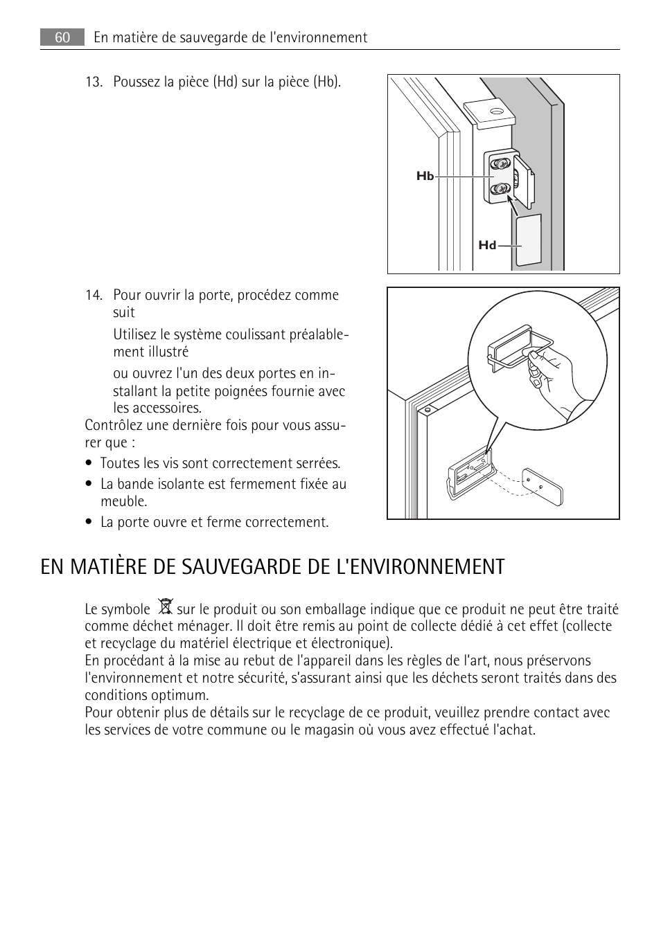 En matière de sauvegarde de l'environnement | AEG SDS51200S0 User Manual | Page 60 / 84