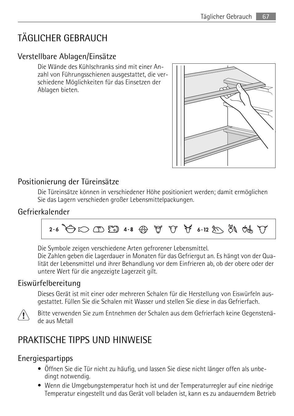 Täglicher gebrauch, Praktische tipps und hinweise | AEG SDS51200S0 User Manual | Page 67 / 84