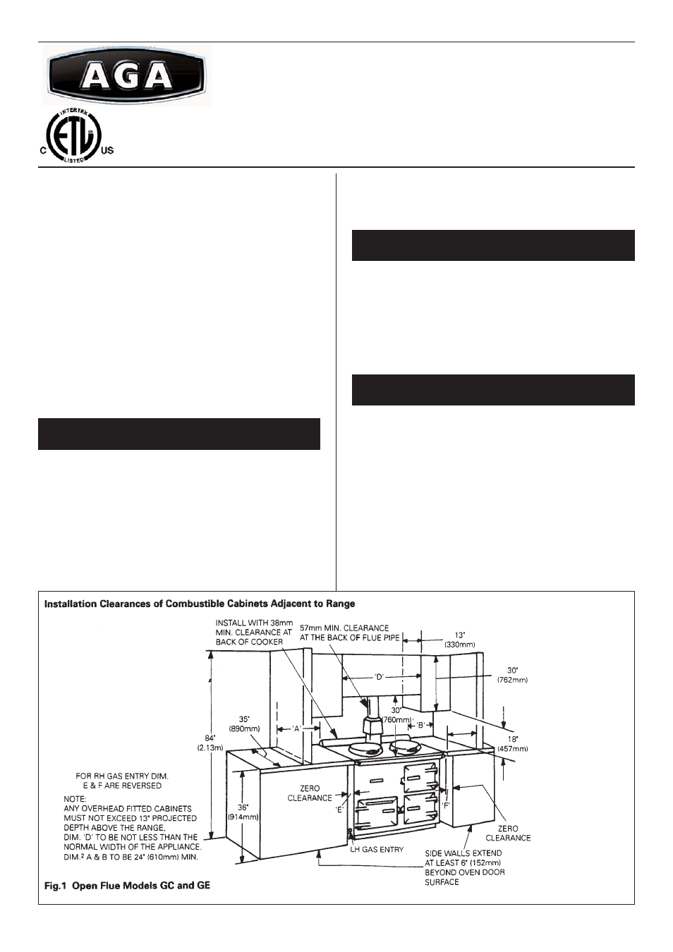 Aga Ranges GC User Manual | 8 pages