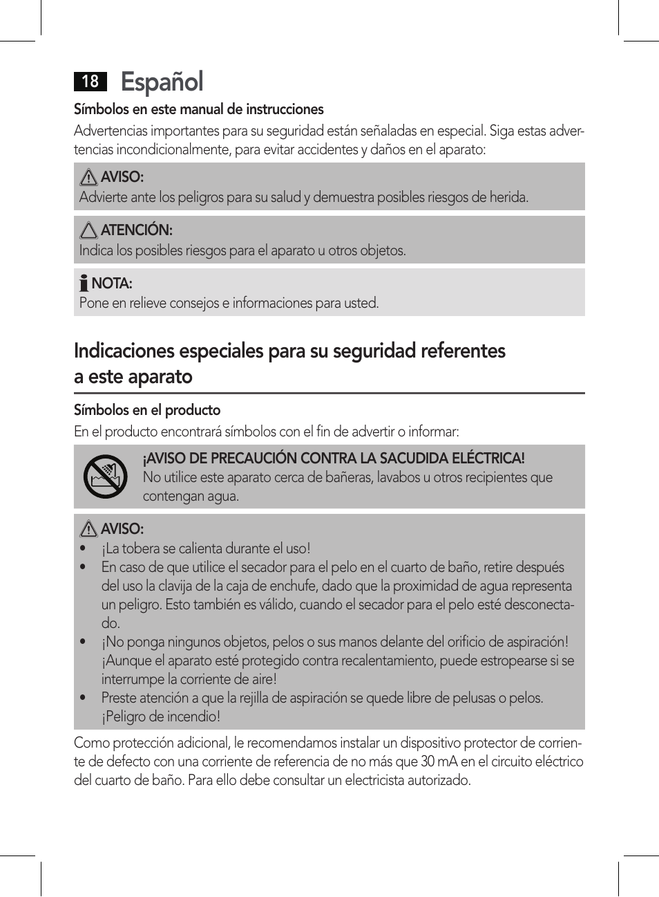 Español | AEG HT 5579 User Manual | Page 18 / 52