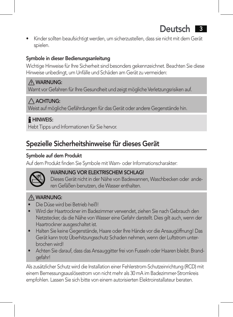 Deutsch, Spezielle sicherheitshinweise für dieses gerät | AEG HT 5579 User Manual | Page 3 / 52