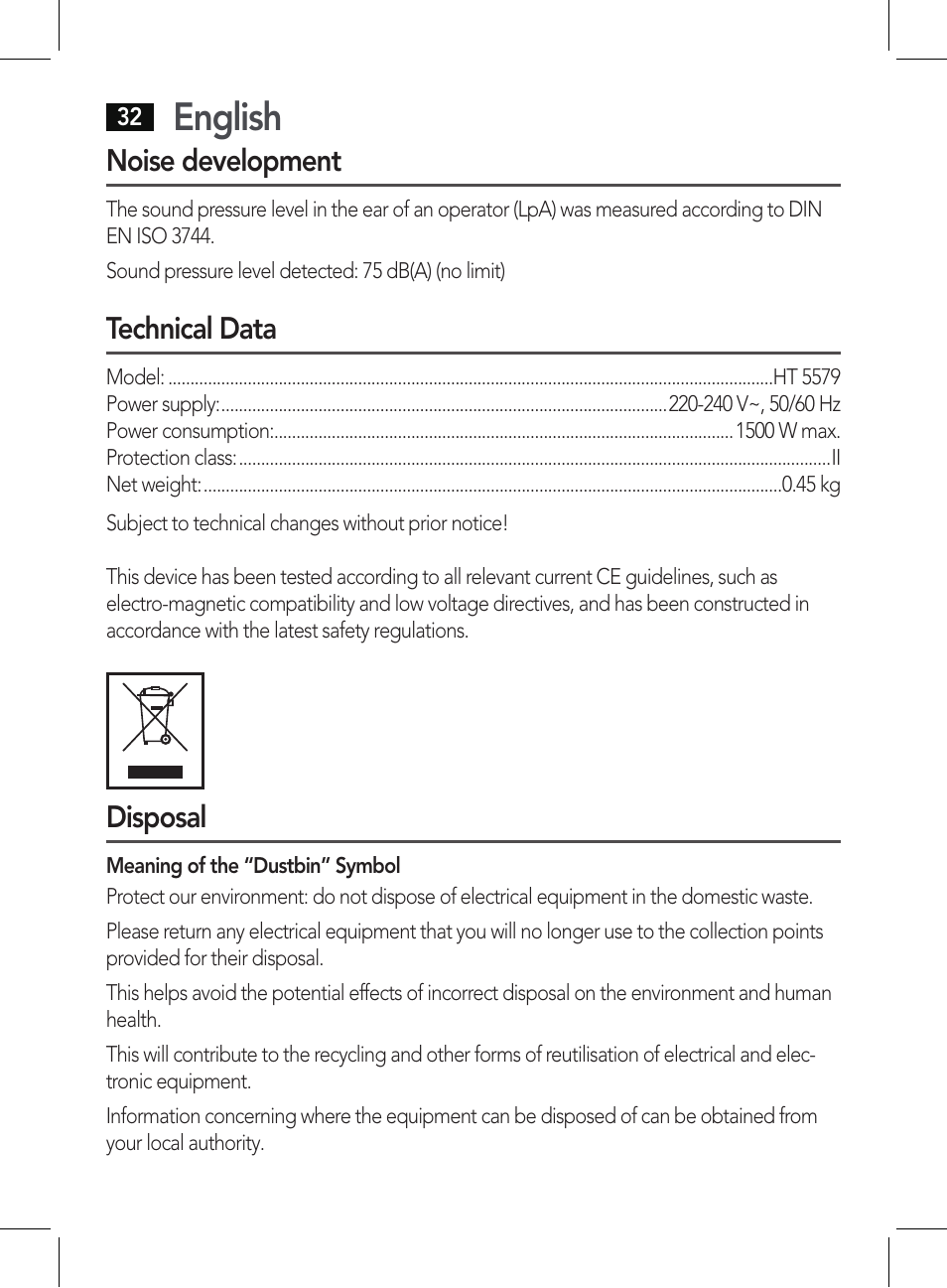 English | AEG HT 5579 User Manual | Page 32 / 52