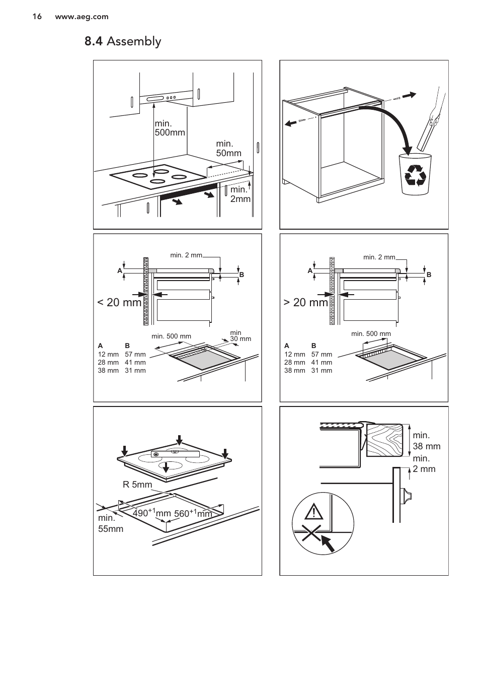 4 assembly, 20 mm > 20 mm | AEG HK653320FB User Manual | Page 16 / 60