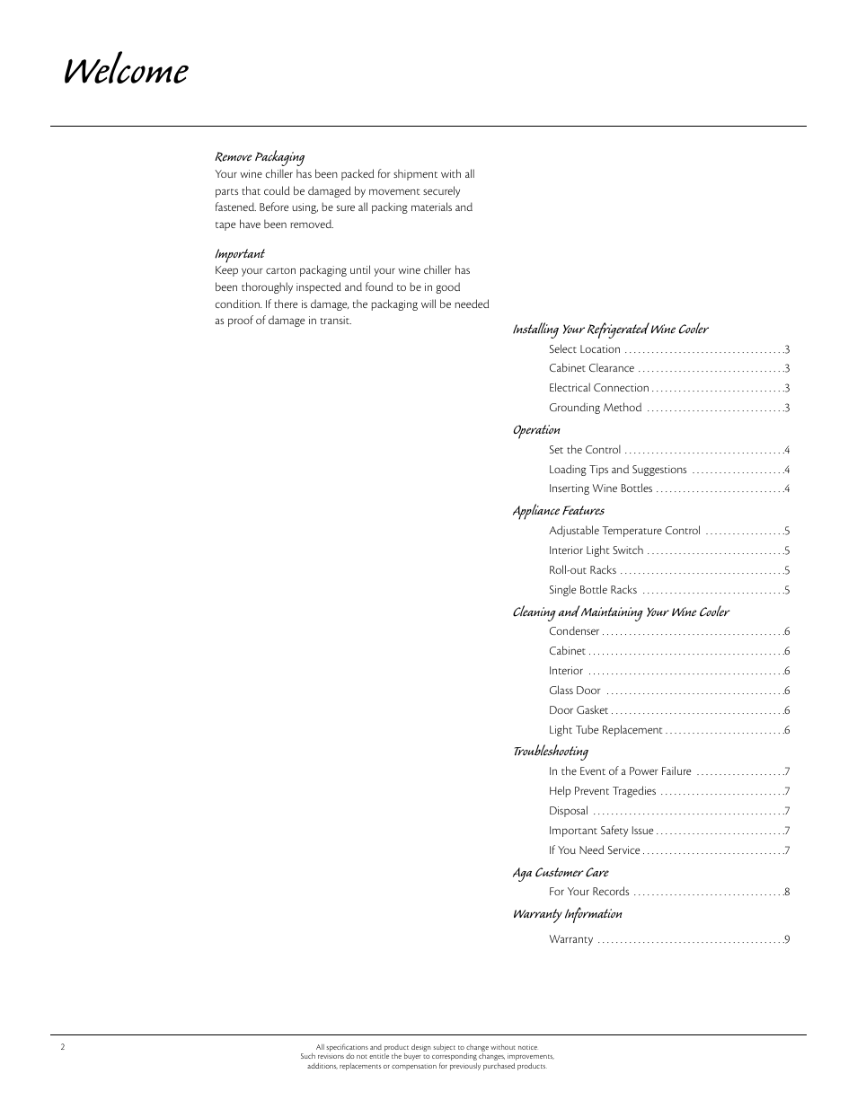 Welcome | Aga Ranges 115V User Manual | Page 2 / 12