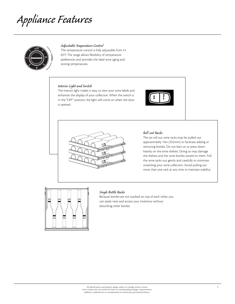 Appliance features | Aga Ranges 115V User Manual | Page 5 / 12