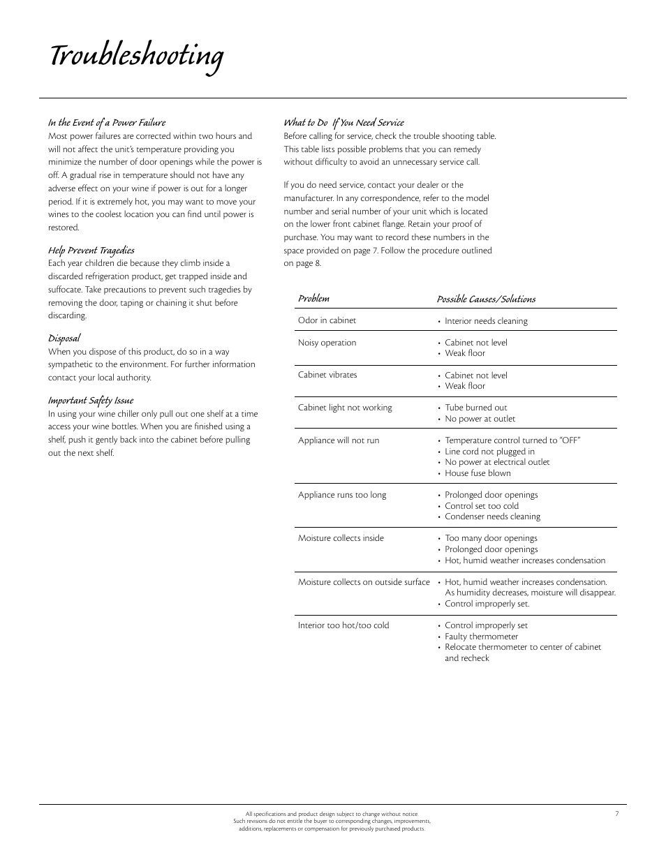 Troubleshooting | Aga Ranges 115V User Manual | Page 7 / 12