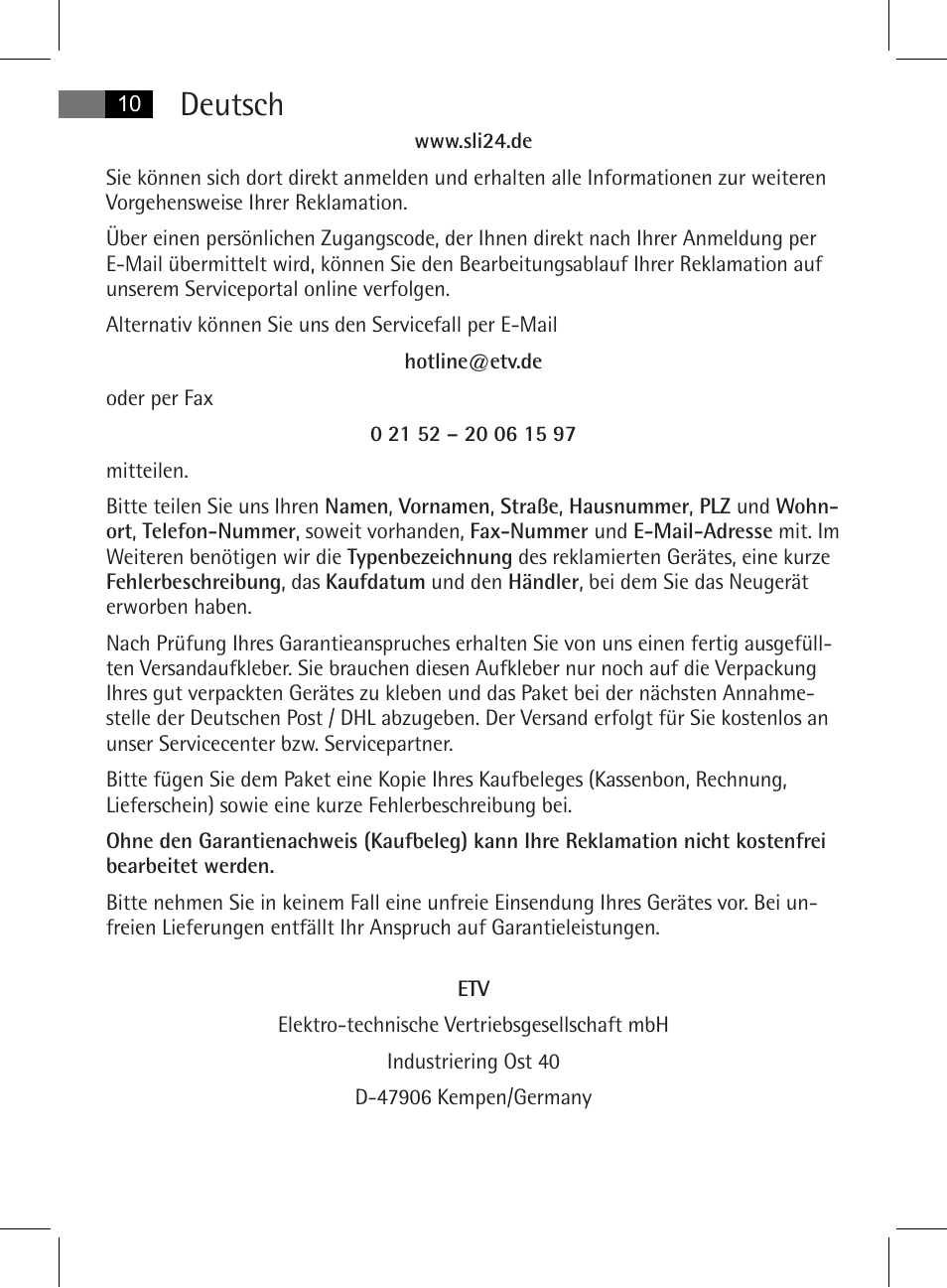 Deutsch | AEG MSS 5572 User Manual | Page 10 / 74