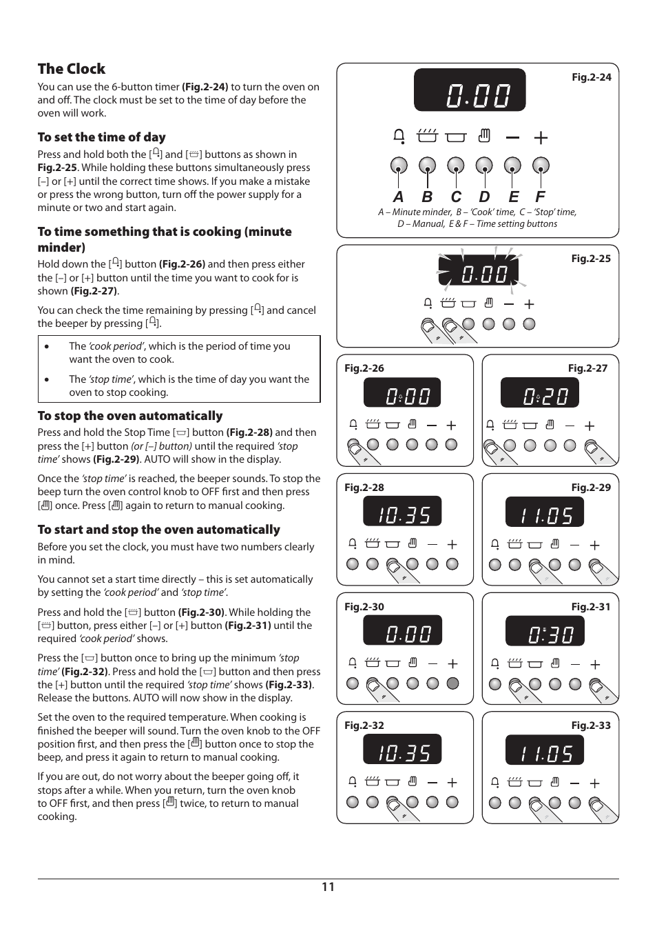 The clock | Aga Ranges DUAL FUEL U110054 - 03A User Manual | Page 13 / 48