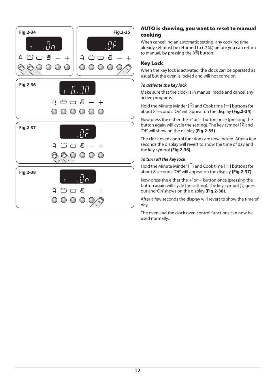 Key lock | Aga Ranges DUAL FUEL U110054 - 03A User Manual | Page 14 / 48