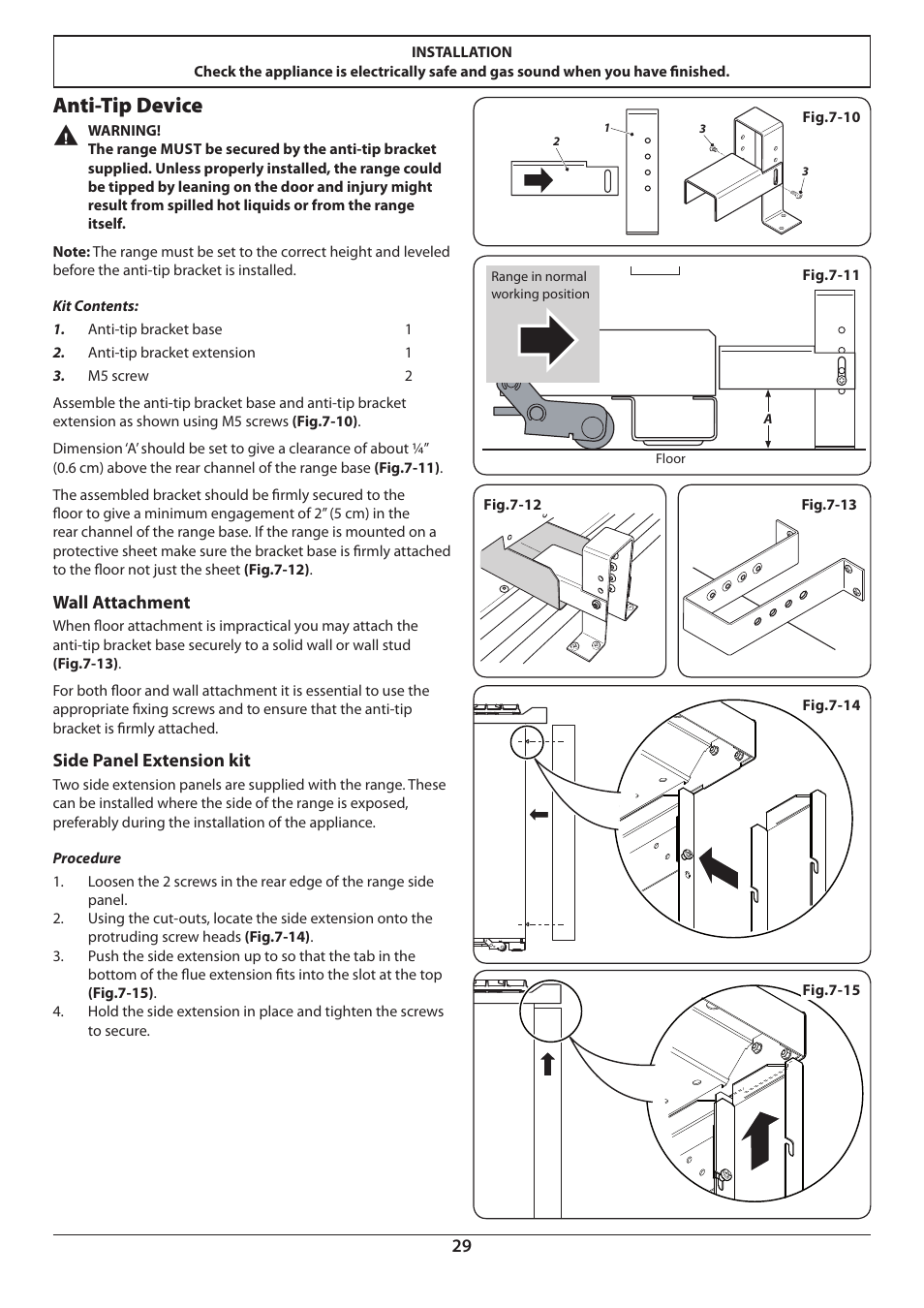 Anti-tip device | Aga Ranges DUAL FUEL U110054 - 03A User Manual | Page 31 / 48