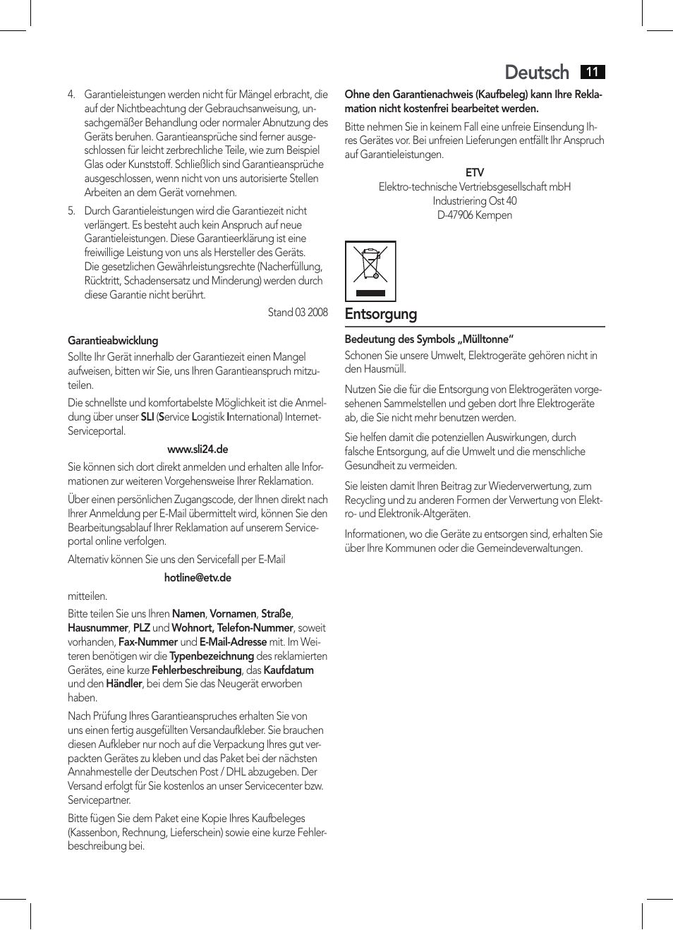 Deutsch, Entsorgung | AEG SRP 4342 CD-MP3 User Manual | Page 11 / 78
