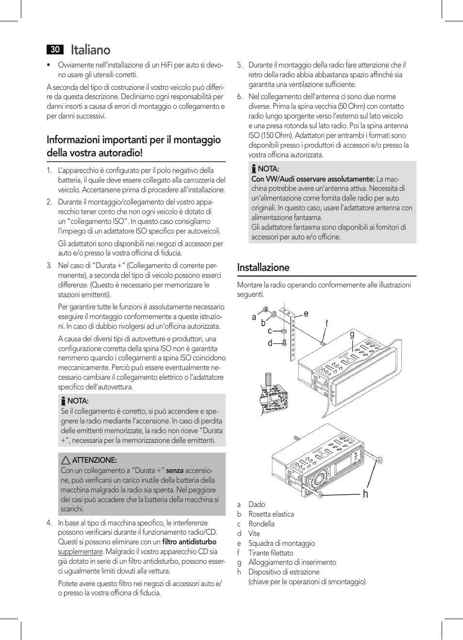 Italiano, Installazione | AEG AR 4027 USB-CR User Manual | Page 30 / 54