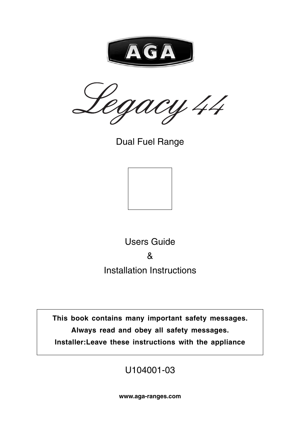 Aga Ranges U104001-03 User Manual | 56 pages