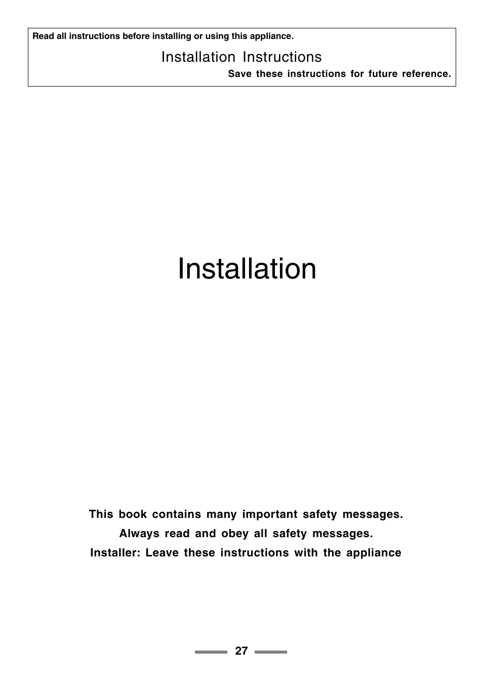 Installation | Aga Ranges U104001-03 User Manual | Page 29 / 56