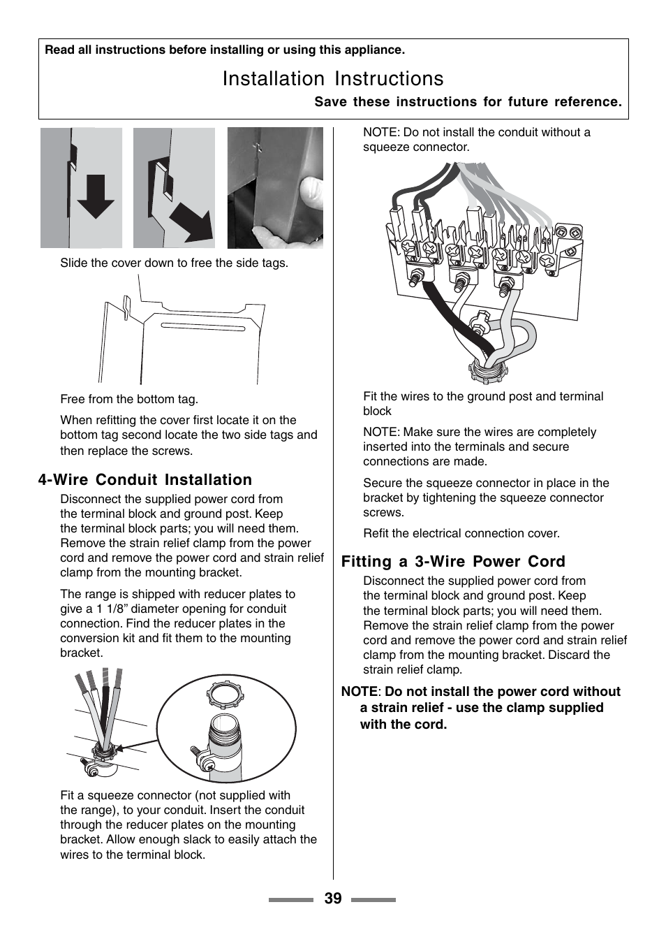 Installation instructions | Aga Ranges U104001-03 User Manual | Page 41 / 56