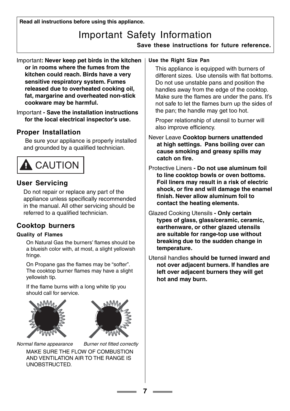 Important safety information | Aga Ranges U104001-03 User Manual | Page 9 / 56