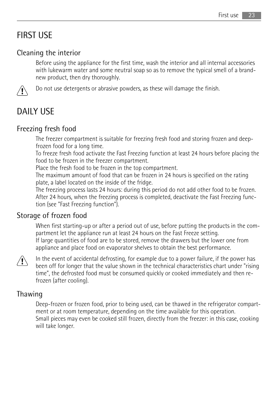 First use, Daily use | AEG A51700GSW0 User Manual | Page 23 / 64