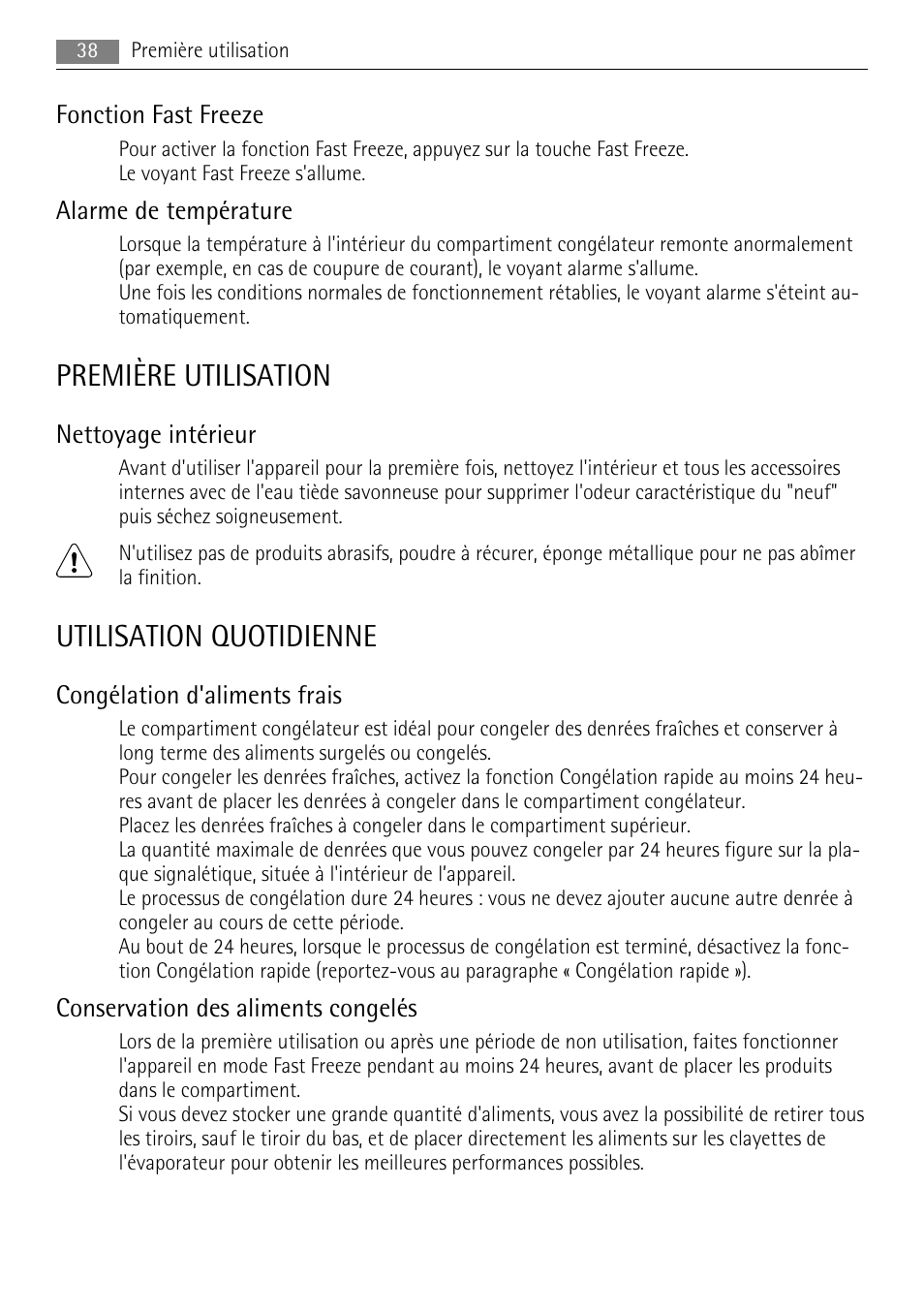 Première utilisation, Utilisation quotidienne | AEG A51700GSW0 User Manual | Page 38 / 64