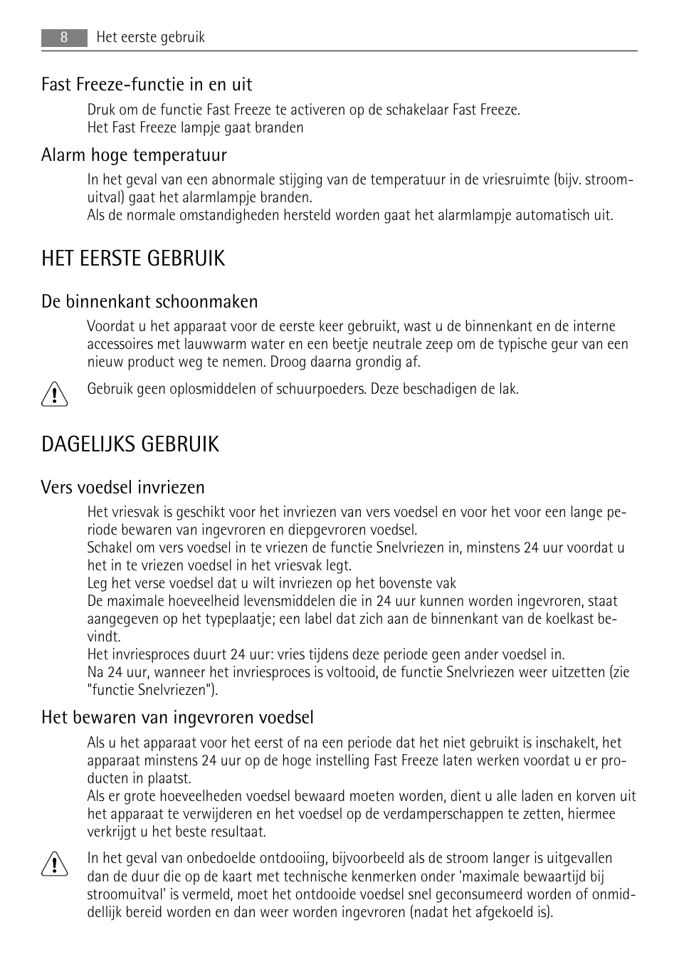 Het eerste gebruik, Dagelijks gebruik | AEG A51700GSW0 User Manual | Page 8 / 64