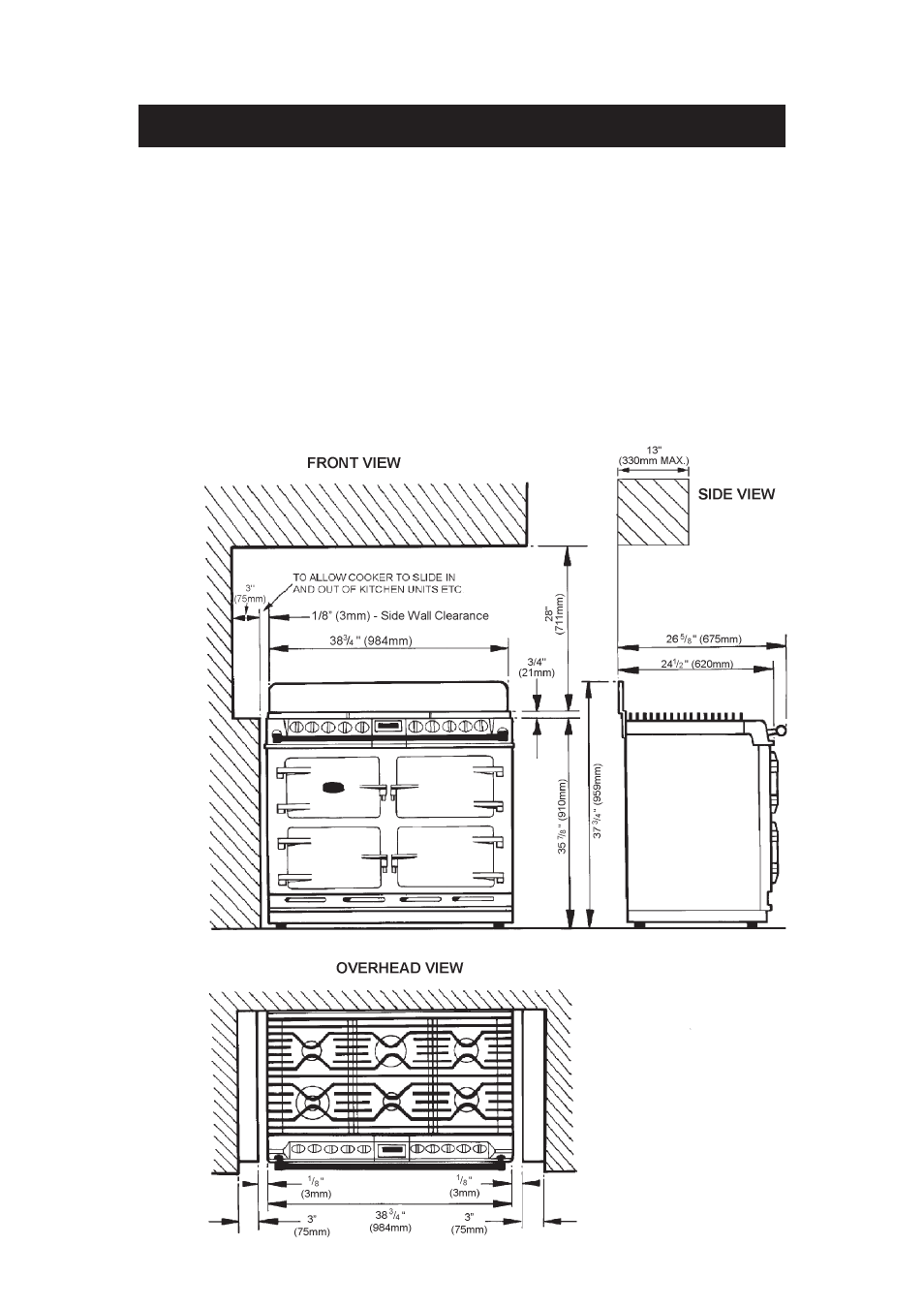 Fitting and product dimensions | Aga Ranges SIX-FOUR DC6 User Manual | Page 6 / 60