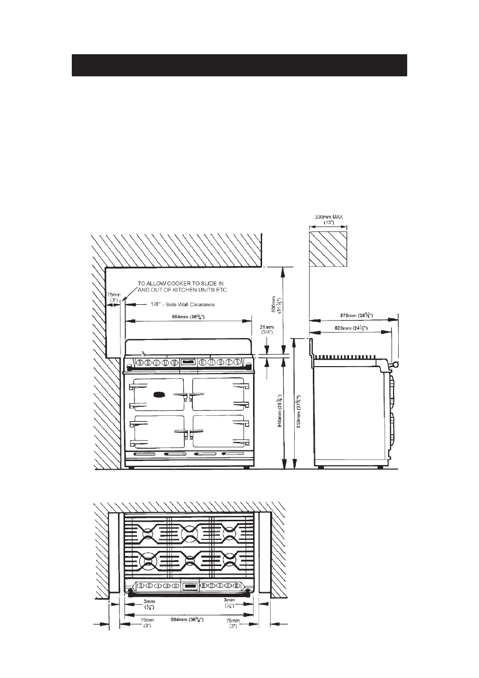 Fitting and product dimensions | Aga Ranges DC6 User Manual | Page 6 / 60