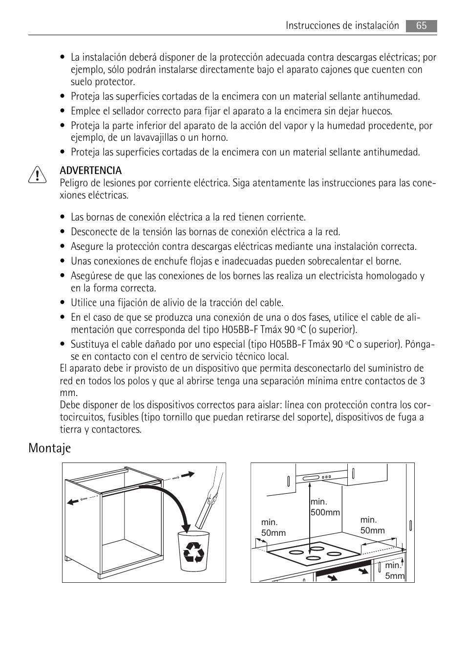 Montaje | AEG HE634501XB User Manual | Page 65 / 76