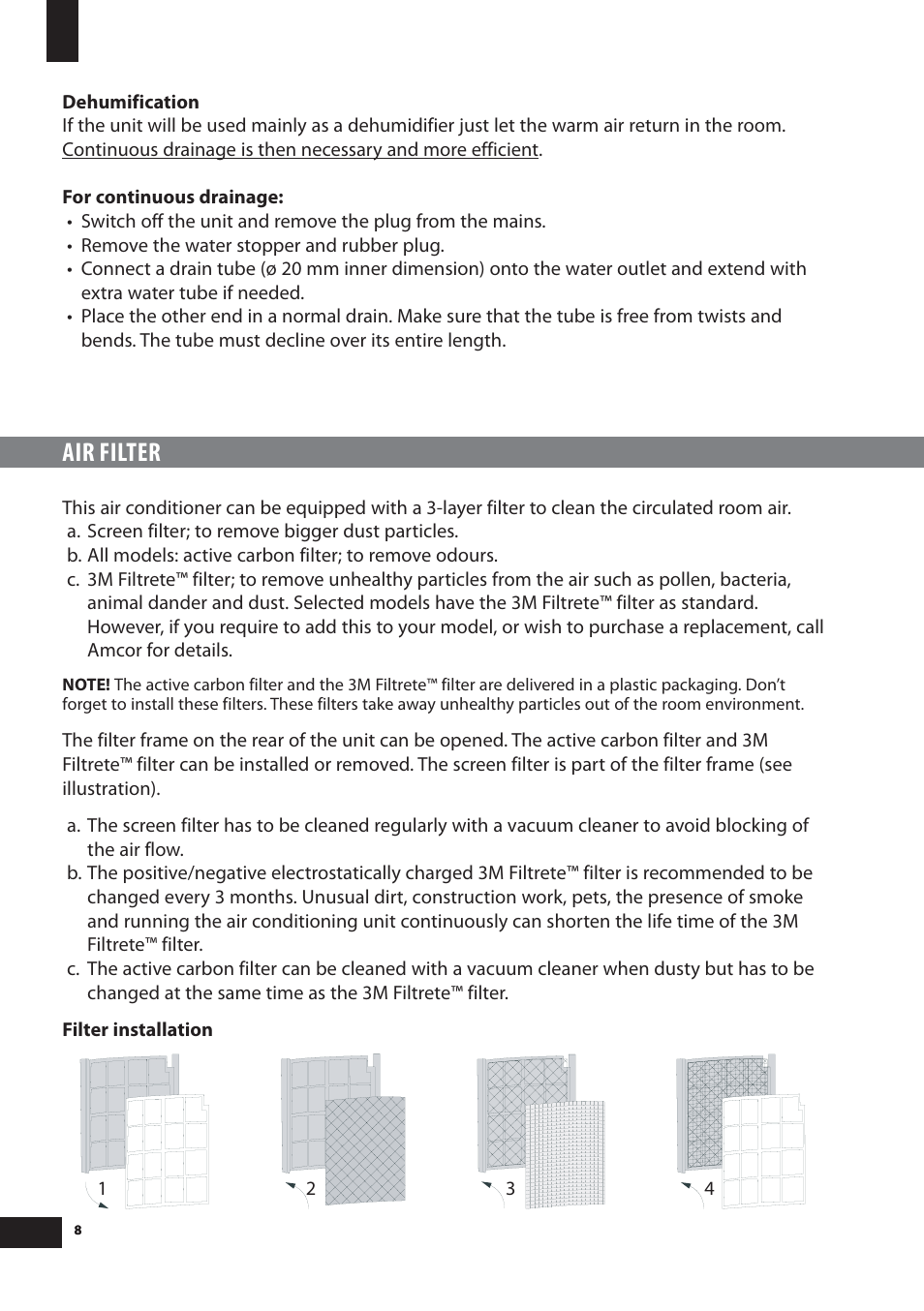 Air filter | Amcor PLM 15000E User Manual | Page 8 / 12