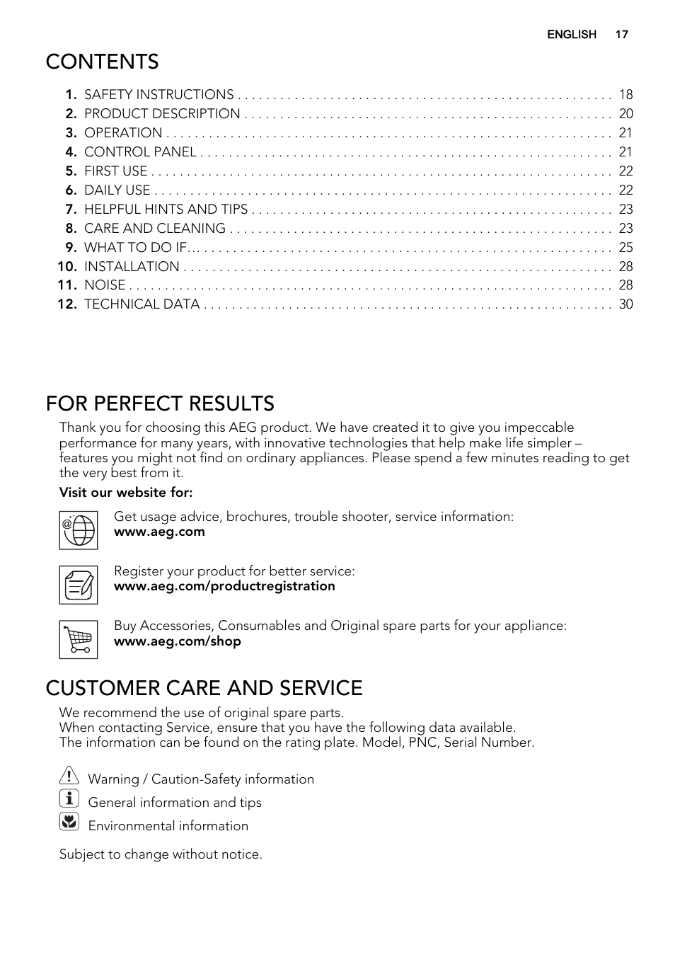 AEG A62700HLW0 User Manual | Page 17 / 64