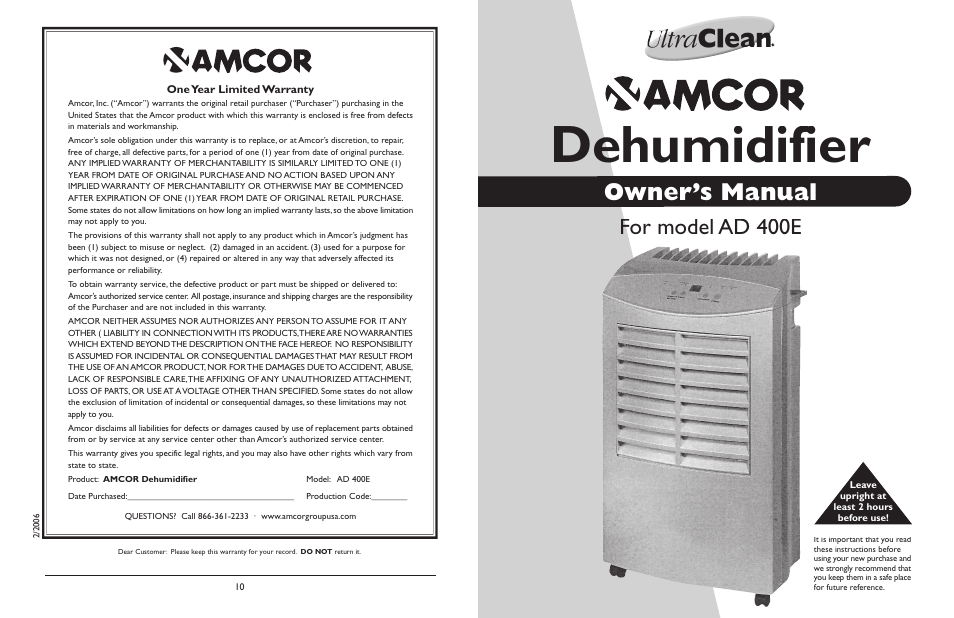 Amcor AD 400E User Manual | 6 pages