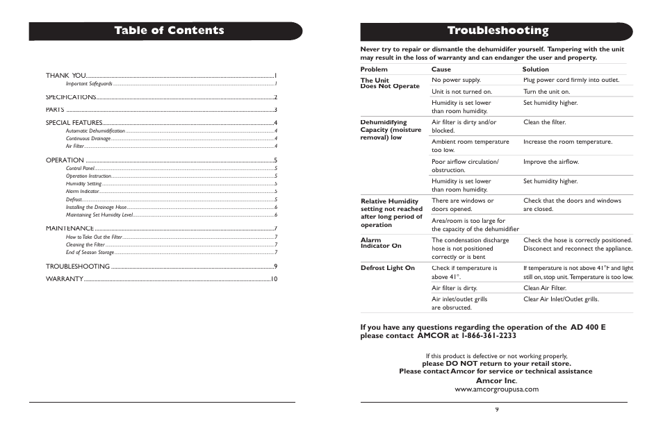 Amcor AD 400E User Manual | Page 2 / 6