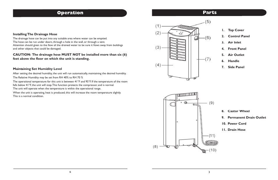 Parts operation | Amcor AD 400E User Manual | Page 6 / 6