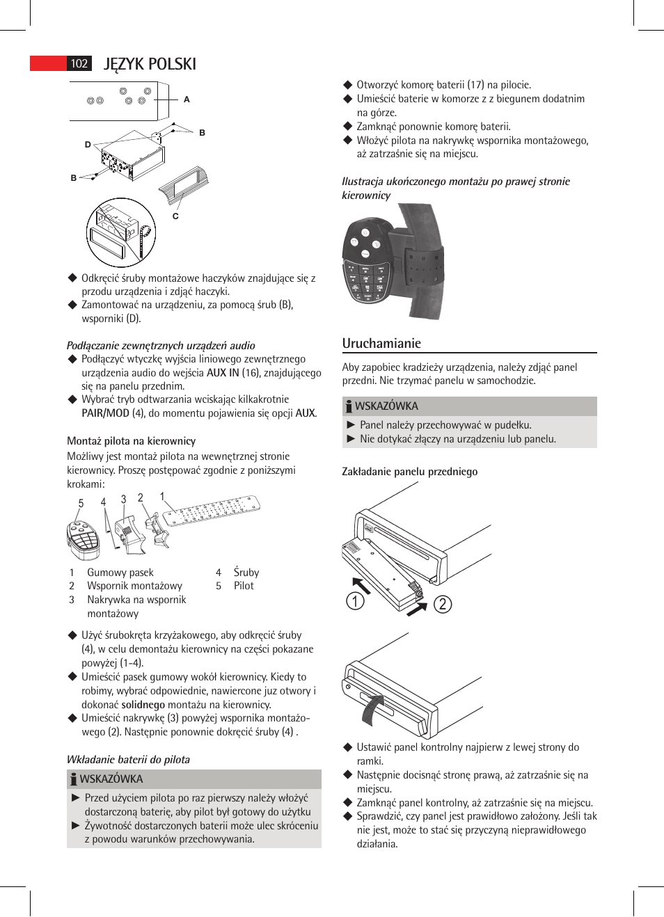 Język polski, Uruchamianie | AEG AR 4021 BT User Manual | Page 102 / 114