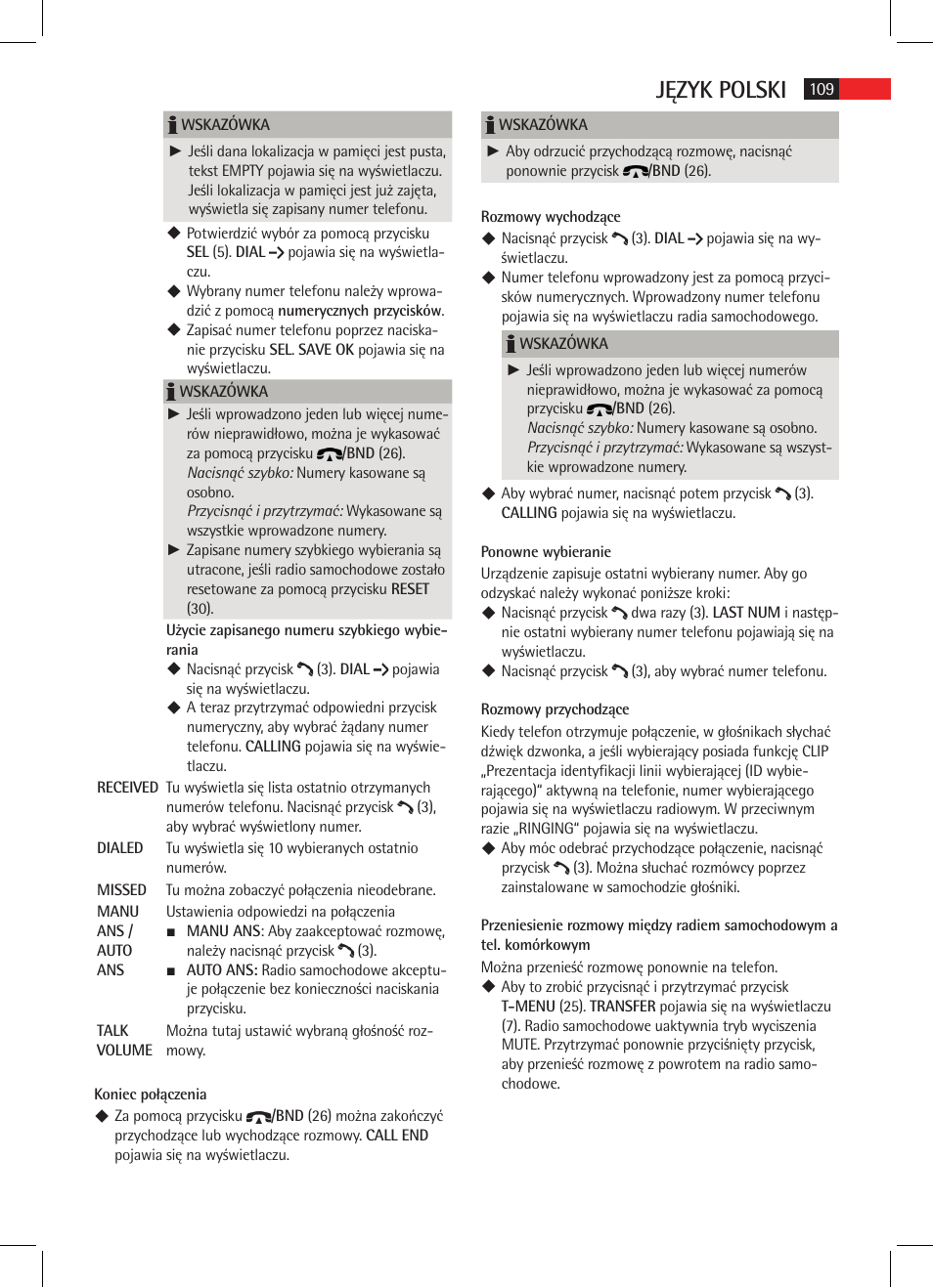 Język polski | AEG AR 4021 BT User Manual | Page 109 / 114