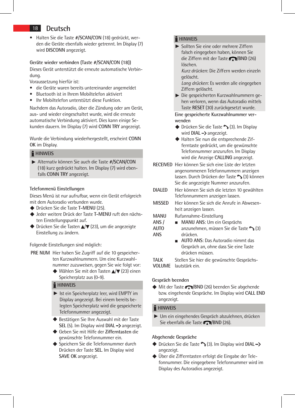 Deutsch | AEG AR 4021 BT User Manual | Page 18 / 114