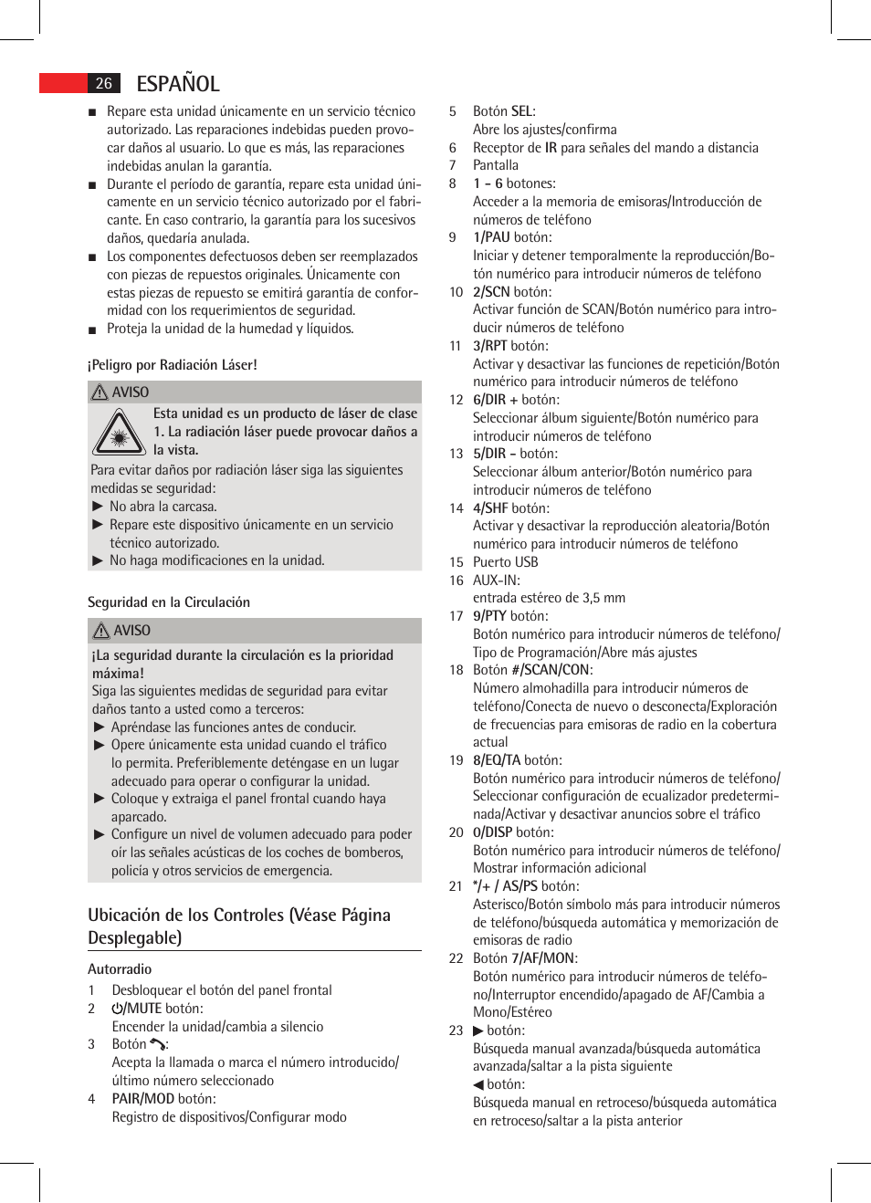 Español | AEG AR 4021 BT User Manual | Page 26 / 114