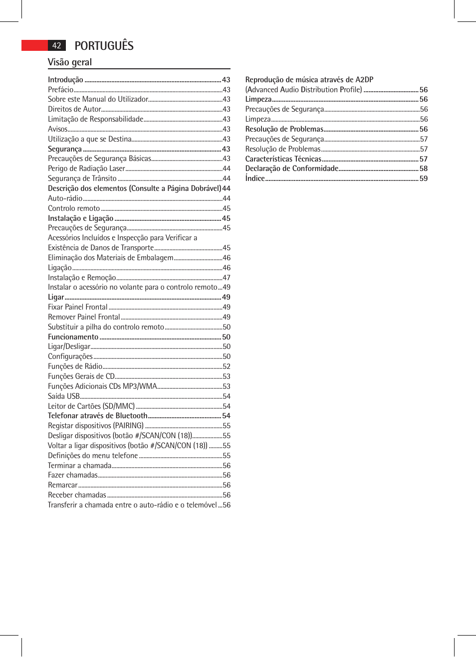 Português, Visão geral | AEG AR 4021 BT User Manual | Page 42 / 114