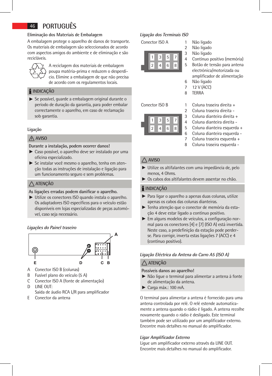 Português | AEG AR 4021 BT User Manual | Page 46 / 114